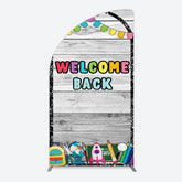 Aperturee - Aperturee Wood Classroon Welcome Back To School Half Moon Arch Backdrop